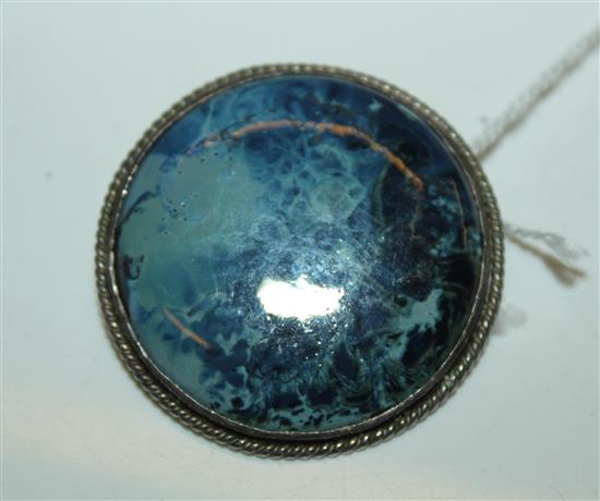 A Ruskin pottery silver mounted brooch(-)